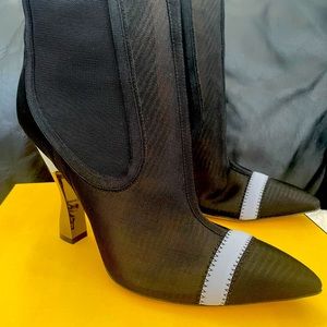 FENDI mesh booties - leather sole